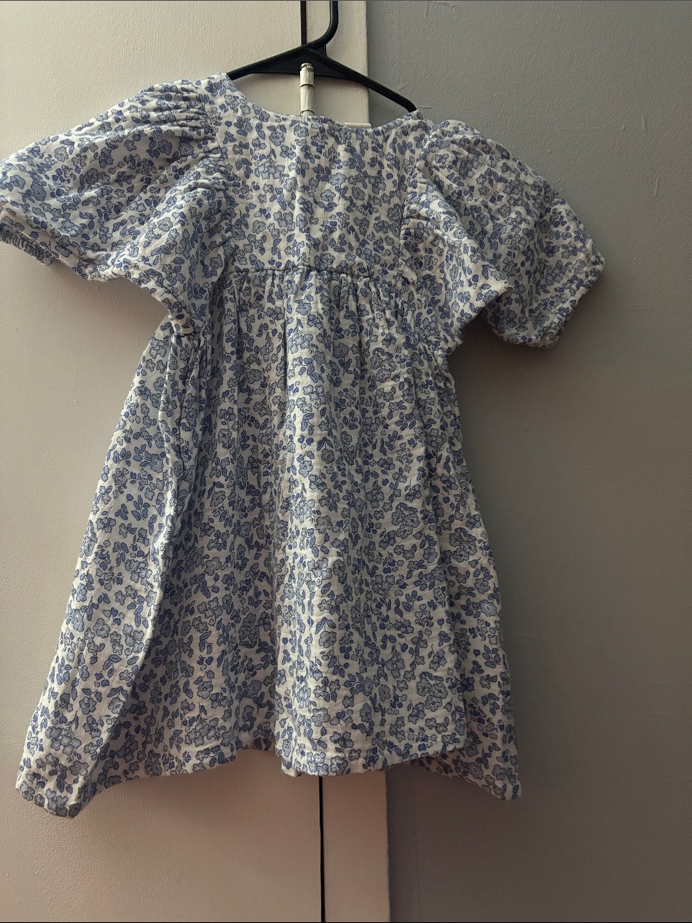 H&M Blue Floral Puff-Sleeve Kids Dress